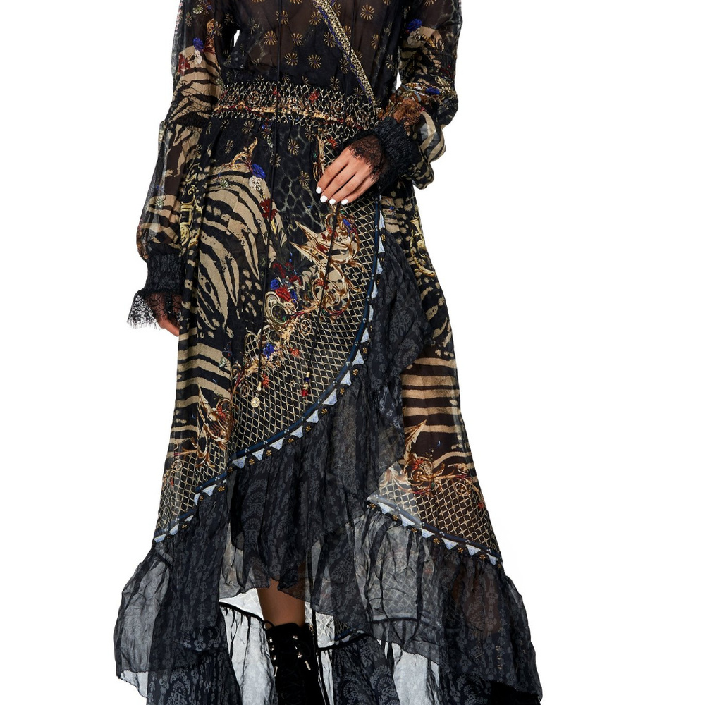 Camilla Blouson Sleeve Wrap Dress Silk